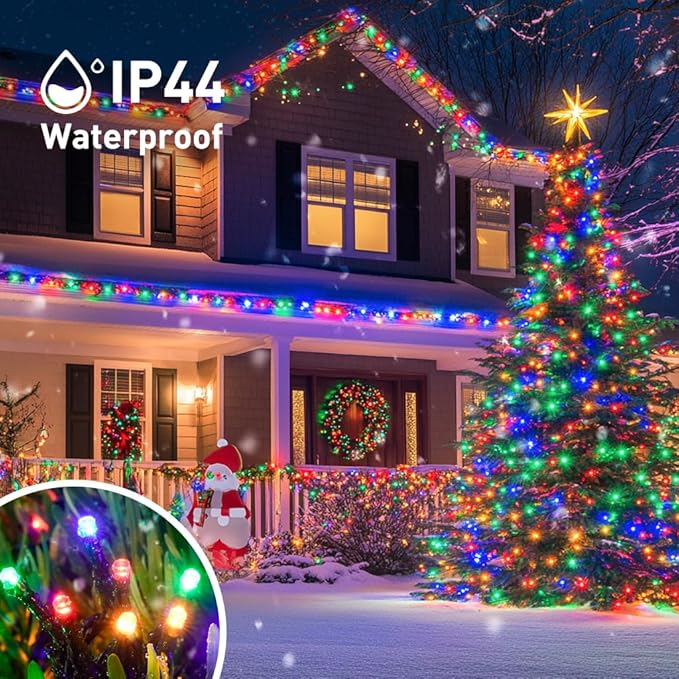 JMEXSUSS 2 Pack Solar Christmas Lights Outdoor Waterproof, Total 400LED 151FT Multi Colored Christmas Lights, 8 Modes Solar String Lights for Outside Tree Patio Garden Xmas Christmas Decorations
