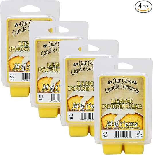 Our Own Candle Company Premium Wax Melt, Lemon Poundcake, 6 Cubes, 2.4 oz (4 Pack)