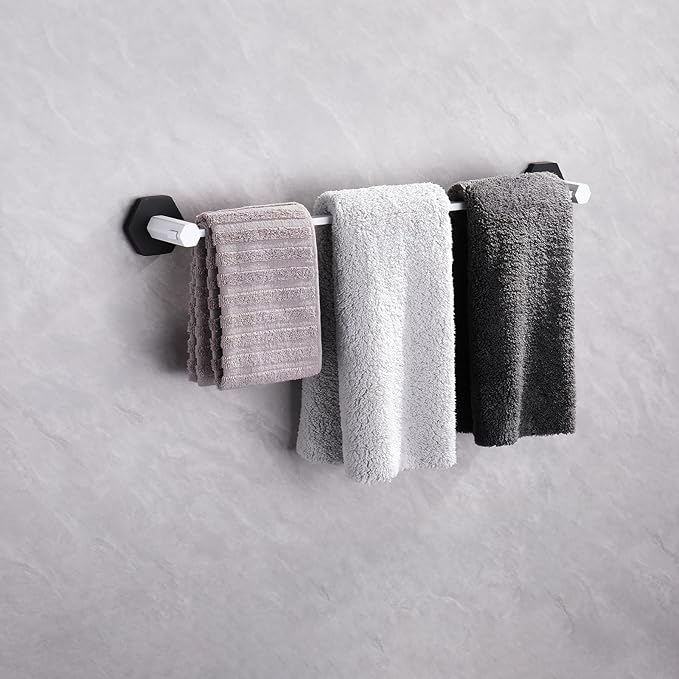 GERZWY 24 Inch Towel Bar Bathroom Hand Towel Holder SUS 304 Stainless Steel Wall Mount, White & Black