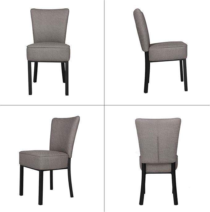 LUCKYERMORE 2 Set Kitchen Dining Room Chairs with Soft Cushion Modern Sturdy PU Leather Side Chairs with Metal Frame for Living Room Bedroom, Heavy Duty Dining Chairs, Vinyl Gray