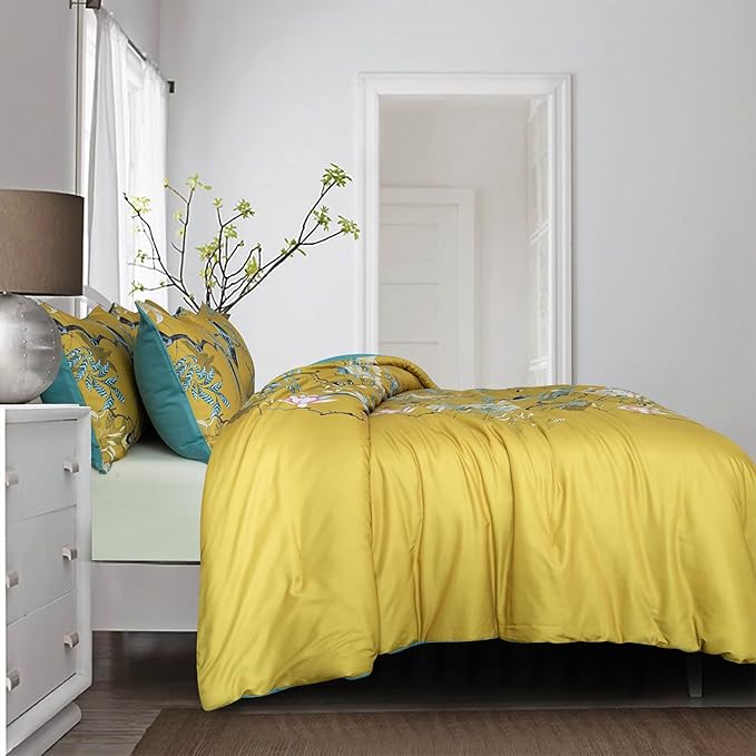 Floral Comforter Set Twin Soft Cute Floral Bedding Comforter Sets Garden Style Flower Tree Branches Flowers Birds Print Botanical Comforter Set for All Seasons 1 Comforter and 1 Pillowcases