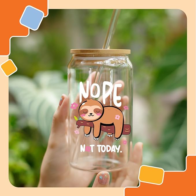 NewEleven Christmas Gifts For Women - Stuff For Sloth Lovers - Cute Funny Christmas Gifts For Women, Best Friend, Sister, Daughter, Coworker - 16 Oz Coffee Glass