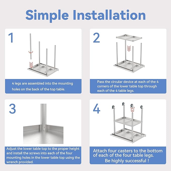 24x36 Inch Stainless Steel Work Table with Backsplash, Double Undershelves and Casters, Commercial Prep Table, Heavy Duty Kitchen Workbench, NSF Certified, Rust & Scratch Resistant
