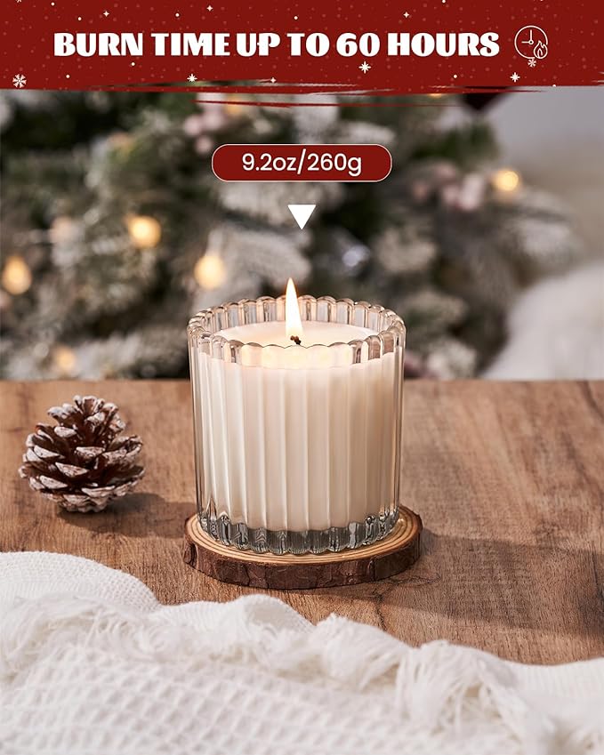 M&SENSE Christmas Soy Candles for Home Scented, Cinnamon Pie Non Toxic Candles for Holiday, 9.2oz Natural Organic Clean Burning Up to 60 Hours, Christmas Kitchen Decor Gifts for Women