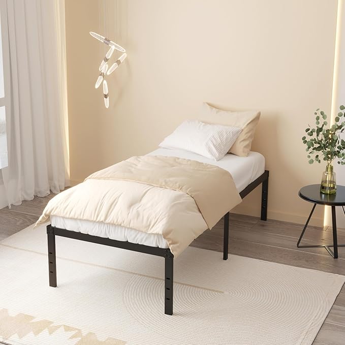 20 Inch Twin XL Bed Frames, Metal Twin XL Platform Bed Frame Support Up to 2500 lbs, No Box Spring Needed, Easy Assembly, Noise Free, Black