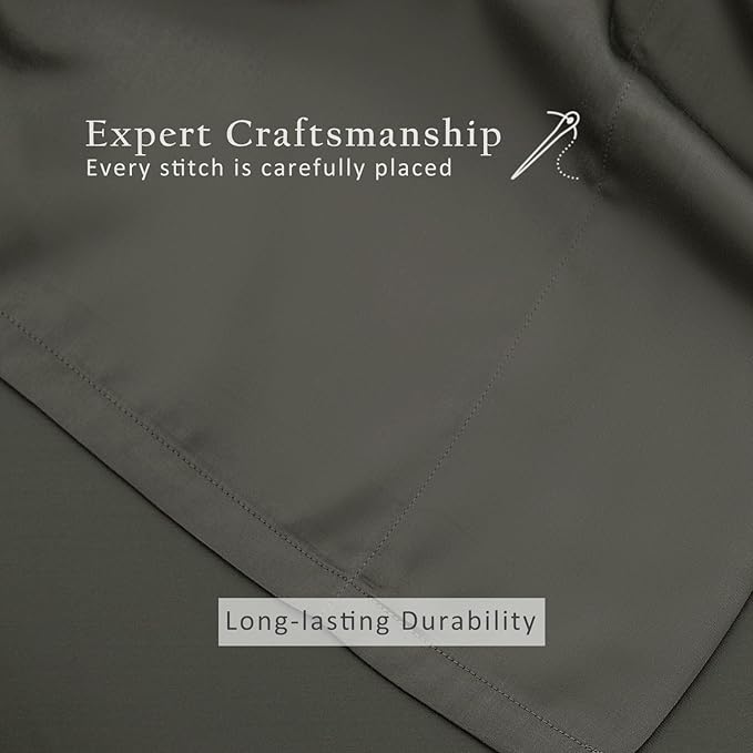 TOSMO Luxury Cooling Sheet Set - 100% Viscose from Bamboo, 3-Piece Bedding Set (Twin Size) - 18” Extra Deep Pockets, Oeko-Tex Certified, Silky Soft and Breathable, Charcoal