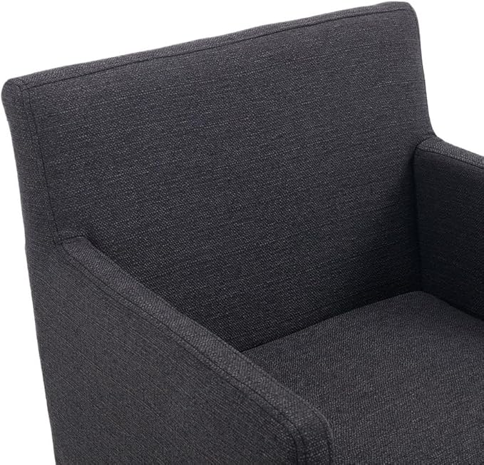 Upholstered Dining Chairs with Armrest Set of 4 Mid Century Modern Accent Chairs Armchairs with Gold Metal Frame, Modern Kitchen & Dining Room Chairs, Charcoal