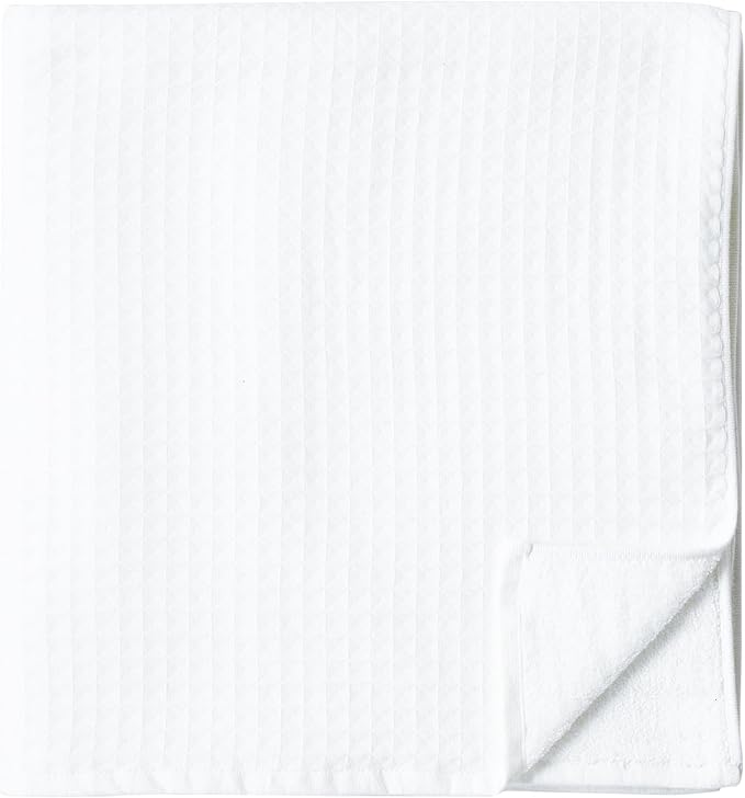 UCHINO Waffle Twist Cotton Weave Bath Towel for Bathroom Lightweight Absorbent Quick Dry Honeycomb Texture Solid Terry Loop Reverse 30" x 60", 1 Bath Towel, White