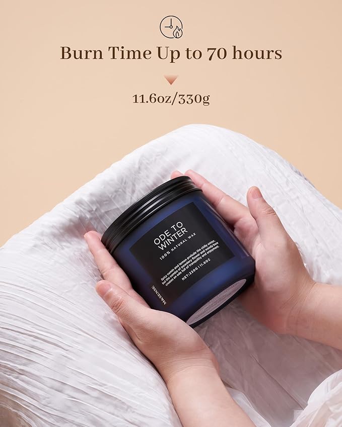 M&SENSE Ode to Winter 11.6oz Natural Soy Wax Non Toxic Candle, Up to 70 Hours Burn Time Winter Scents, 2 Cotton Wick Jar Candle Home Scented Gift