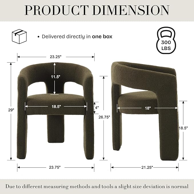 Modern Sherpa Barrel Dining Chair Upholstered Faux Fur Dining Room Chair with Arm Comfy Accent Side Chair for Kitchen/Living Room/Reception, Green, 1 PC
