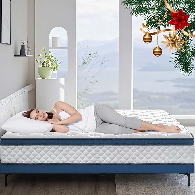 King Size Mattress 12 Inch, Medium Firm Hybrid King Bed Mattress, Memory Foam Mattresses in a Box for Pressure Relief, Individual Pocket Spring-Motion Isolation with Edge Support, CertiPUR-US