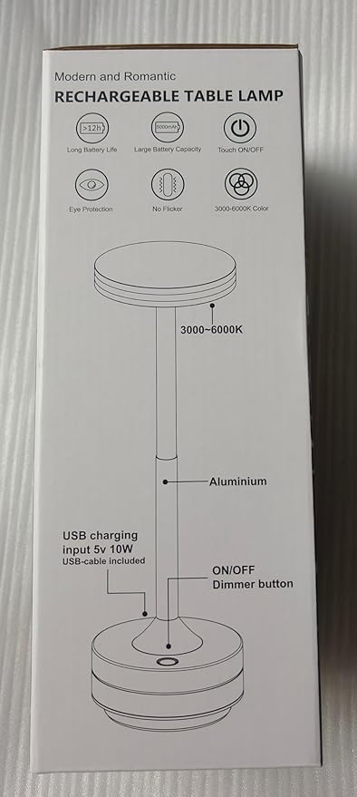Hapfish Rechargeable Cordless Table Lamps, 5000mAh Battery Operated Lamp, 3 Color Modes, Dimmable, LED Table Lamps for Living Room,Outdoor, Dinner,Patio,Restaurant – Black