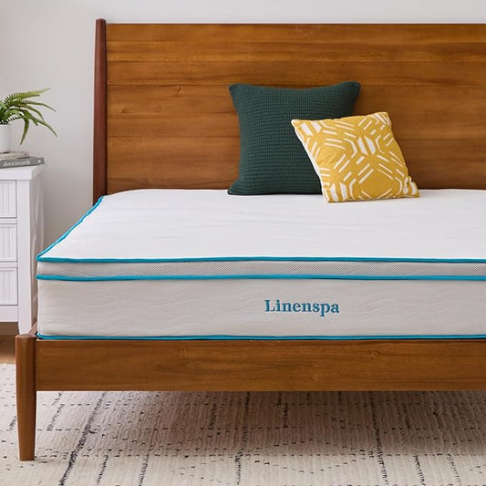 Linenspa 10 Inch Memory Foam and Spring Hybrid Mattress - Medium Feel - Bed in a Box - Quality Comfort and Adaptive Support - Breathable - Cooling - Perfect for a Guest Bedroom - Full Size