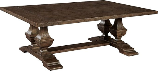 Hekman Furniture Slab Top Coffee Table, Wexford Finish Wooden Construction Sufficient Work Space Vintage Home Decor, Sturdy Levelers Four Legs Living Room Tables Best for Dining Room