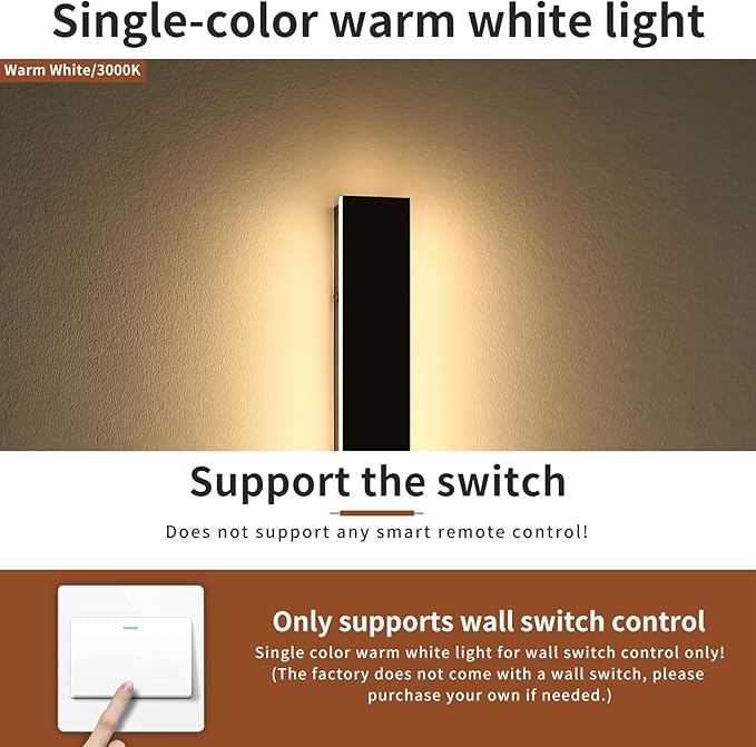 2 Pack 57inch Modern Outdoor Wall Lights, Long Strip Exterior LED Wall Sconce, 3000K Warm White, IP65 Waterproof, 50W, Black Outside Lighting Fixture for Porch, Garden, Fence, Balcony