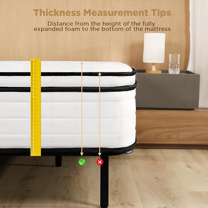 Hybrid Queen Size Mattress, 12 Inch-Medium Firm Feel, Mattress in a Box, Individual Pocketed Springs for Motion Isolation, Cooling & Soft Fabric, Pressure & Back Pain Relief, Strong Edge Support