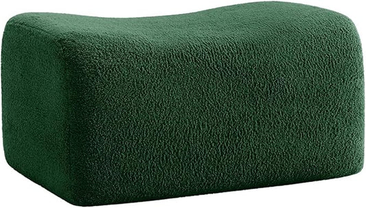 Green Teddy Fabric Cloud Ottoman, Modern Boneless Modular Footstool in a Box for Living Room, Comfortable Deep Seat Design, No Assembly Required, Sofas para Sala