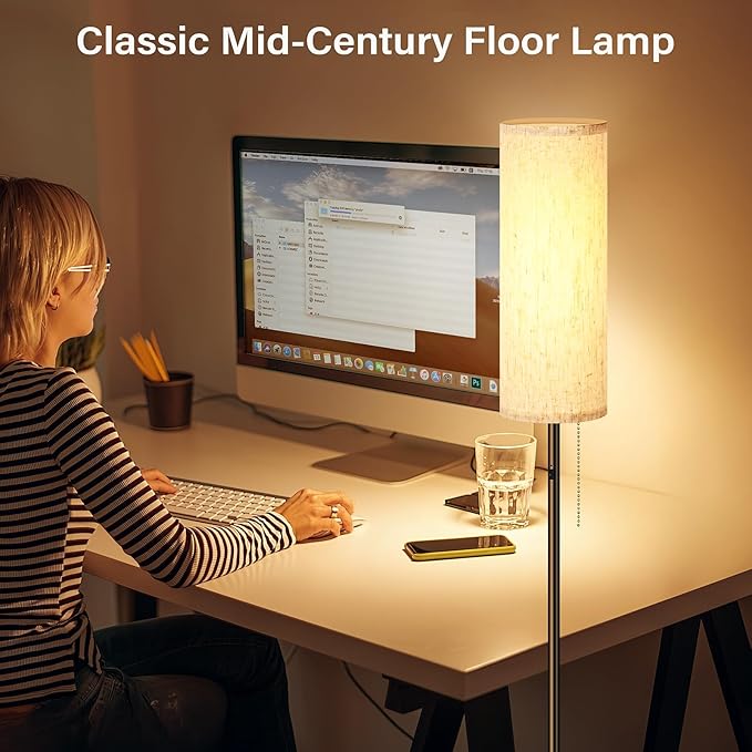 Cordless Floor Lamp for Living Room, with 3 Color Temperature and Pull Cord Switch, 8000mAh Battery Operated Portable Rechargeable Modern Standing Led floor lamp Light for Bedroom Office, Farmhouse