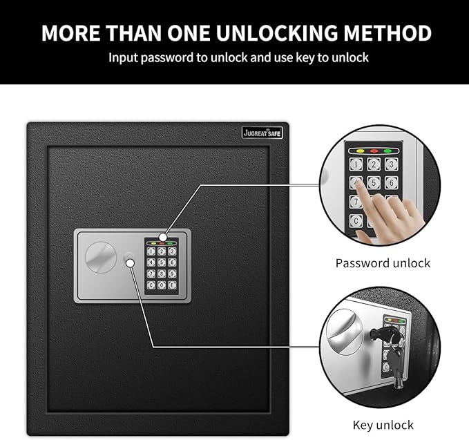 JUGREAT 80 Keys Cabinet with Sensor Light,Electronic Key Safe,Pin Code Keyless Storage Box for Keys,Secure Wall Mount Safe with 80 Key Tags