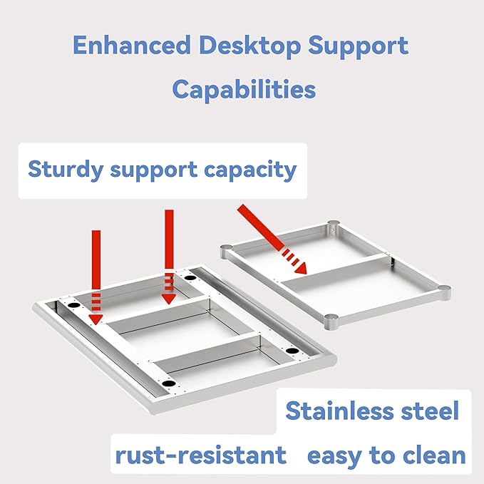 Stainless Steel Table (Backboard Table+Adjustable Legs, 24 x 48 Inch)
