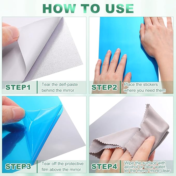 80 Pcs Flexible Mirror Sheets Self Adhesive Non Glass Mirror Tiles Stickers Peel and Stick Wall Sticker Plastic Wallpaper for Home Door Wall Decor(4 x 6 Inch)