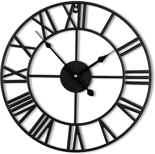30inch/76cm Extra Large Wall Clock for Bedroom Living Room Battery Operated Big Metal Decorative Analog Silent Giant Non Ticking Clocks Room Wall Decor (Iron Roman Numerals, 30 inches)