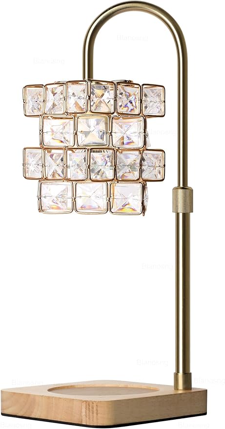 Candle Warmer Lamp Electric Candle Lamp Warmer Adjustable Height Angle with Dimmer and Timer ﻿Quadruple Diamond Texture Shape for Home Decor Wax Melts for Jar with 2 Bulbs
