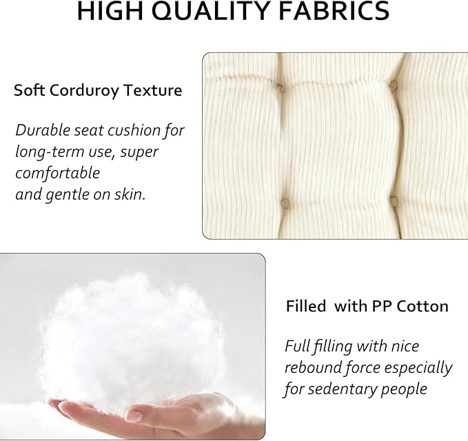 Square Seat Cushion for Kitchen Dining Chairs, Soft & Comfortable 15.5" x 15.5" Chair Pads, 6 Packs, Beige