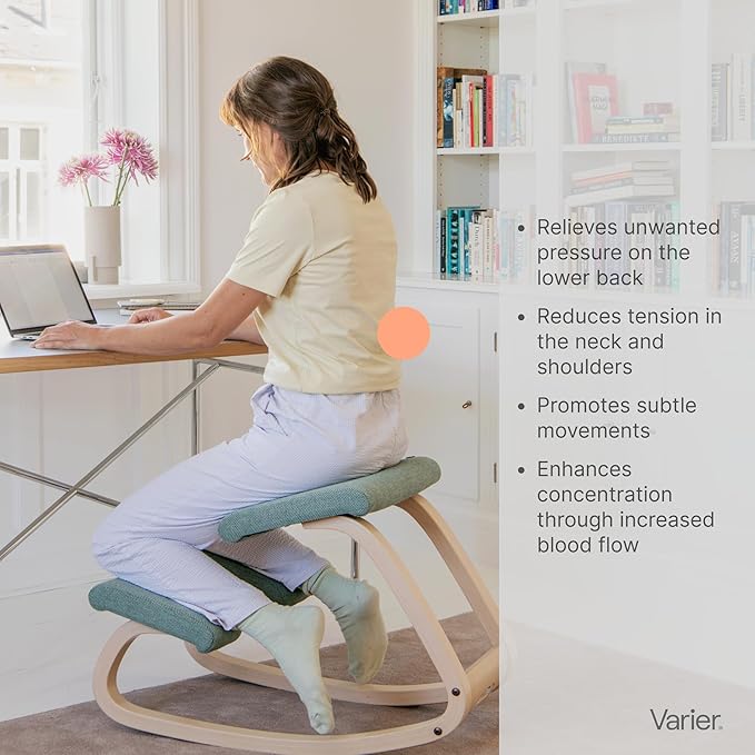 Varier Variable Monochrome Poppy Ergonomic Office Kneeling Chair – Active Sitting, Rocking Seat for Home, Study & Posture Support – 10 Year Quality Guarantee