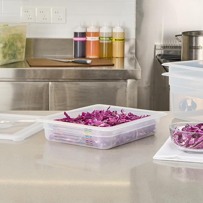 Restaurantware Food Pans Pack of 10 Plastic Rectangle Food Containers Half Size with Traceability Label, Storage Containers Dishwashable Hot Cold Friendly for Restaurants Buffet Commercial Use