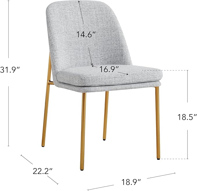 CHITA Modern Dining Chairs Set of 3, FSC Certified Metal Dining Chair for Dining Room, Light Gray