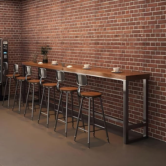 RUNNUP Farmhouse Bar Table Solid Wood Rectangle Bar Height Table for Kitchen Coffee Shop Window Small Space -Table Only(78.7" L x 15.7" W x 41.3" H)