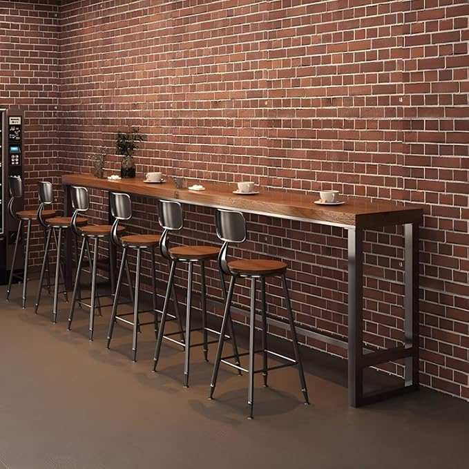 RUNNUP Farmhouse Bar Table Solid Wood Rectangle Bar Height Table for Kitchen Coffee Shop Window Small Space -Table Only(94.5" L x 15.7" W x 41.3" H)