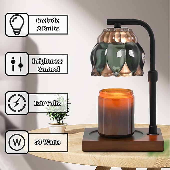 Candle Warmer Lamp Christmas Gifts for Women Mom, Compatible with All Jar Candles, Wax Melt for Candle Home Decor, Modern Farmhouse Decor, Candle Warmer Adjustable Height Timer DarkGreen