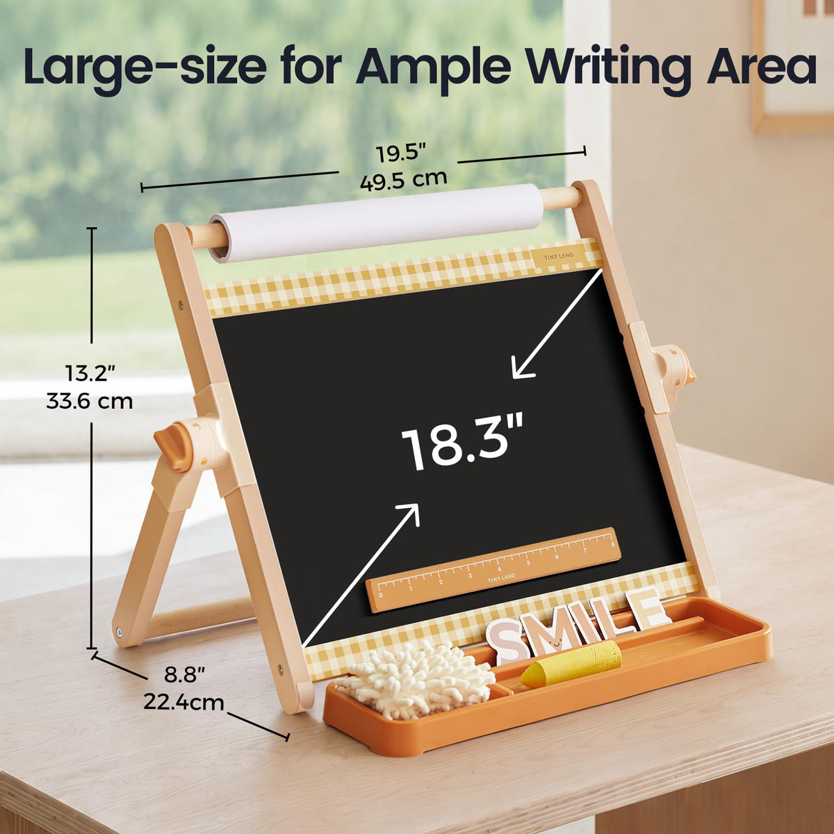 Tiny Land Tabletop Kids Art Easel, 5-Level Magnetic Drawing Board