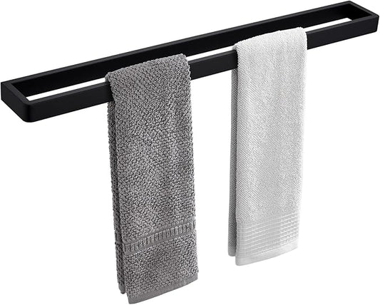 APLusee Matte Black Towel Bar Wall Mounted, Heavy Duty 304 Stainless Steel Towel Rack for Bathroom Wall, Modern Bathroom Towel Holder, 22.8 Inch Length