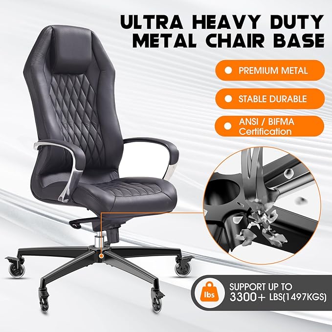 Office Chair Base Replacement PartsWith 5 Casters with Brakes(3300 lbs) - Heavy Alloy Office Chair Base Replacement, Universal Gas Cylinder