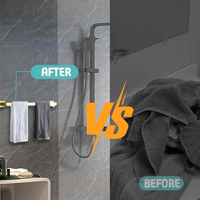 LANC 20-Inche Gold Towel Bars for Bathroom Wall Mount Bath Towel Racks Total-22” Towel Hanger SUS304 Stainless Steel Towel Rails for Kitchen Hand Towel Holder Towel Rods, A8804BG-5P1