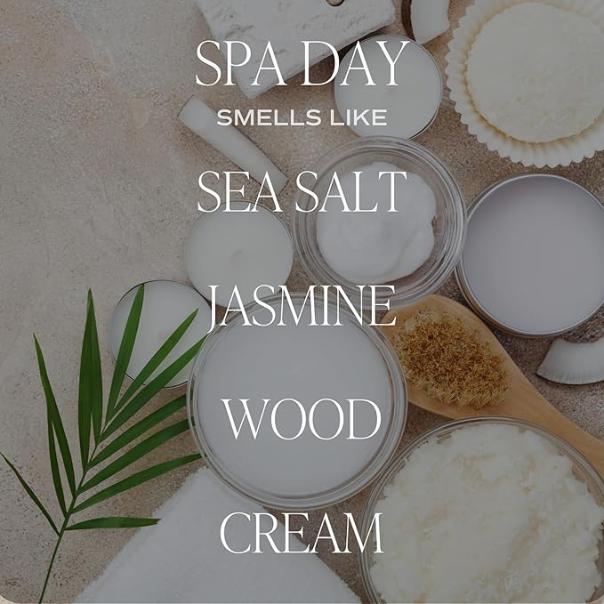 Sweet Water Decor Spa Day Candle - Spa Scented Soy Wax Candle for Home - Sea Salt, Jasmine, Wood, and Cream - 11oz Jar Candle with Wood Lid, 50+ Hour Burn Time, Made in The USA