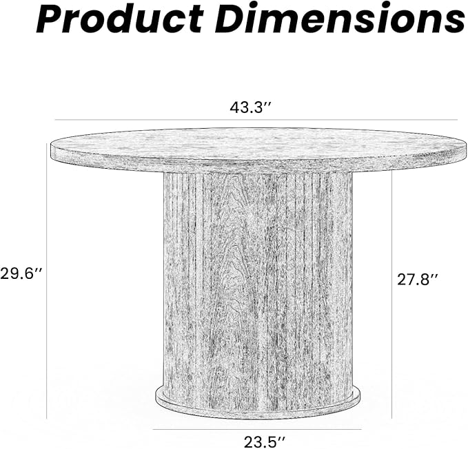 Farini 43" Round Dining Table for 4-6,Modern Kitchen Room Table with Wood Top & Sturdy Metal Base,Walnut