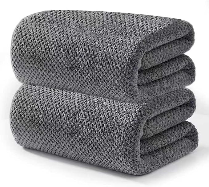2-Pack Microfiber Towels 27x54(Inches), Ultra Soft Quick Dry Bath Towels, Highly Absorbent & Lightweight for Gym, Yoga, Travel, Spa, Home & Post-Workout, Large Bath Sheet Set