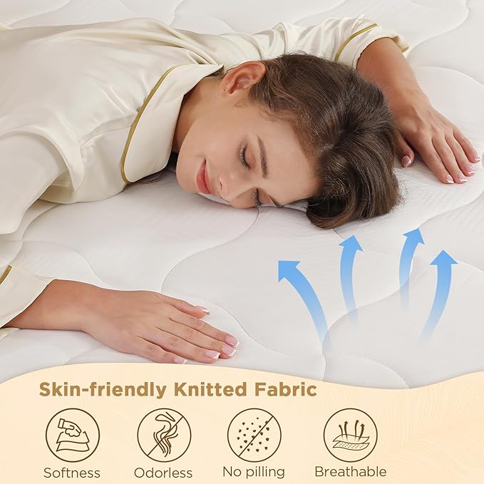 Hybrid Queen Size Mattress, 10 Inch-Medium Firm Feel, Mattress in a Box, Individual Pocketed Springs for Motion Isolation, Cooling & Soft Fabric, Pressure & Back Pain Relief, Strong Edge Support