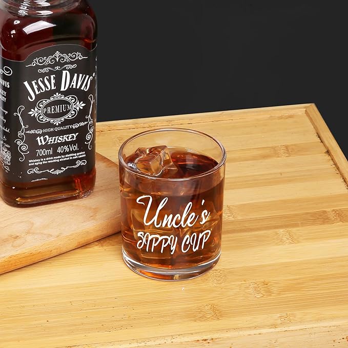 Jogskeor Uncle Gifts, Uncle's Sippy Cup Whiskey Glass 10oz, Birthday Fathers Day Christmas Gifts for Uncle