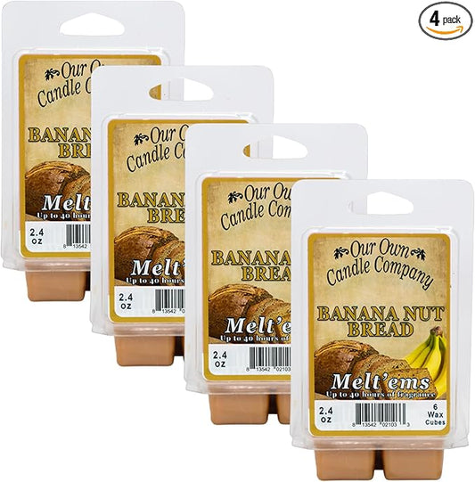 Our Own Candle Company Premium Wax Melt, Banana Nut, 6 Cubes, 2.4 oz (4 Pack)