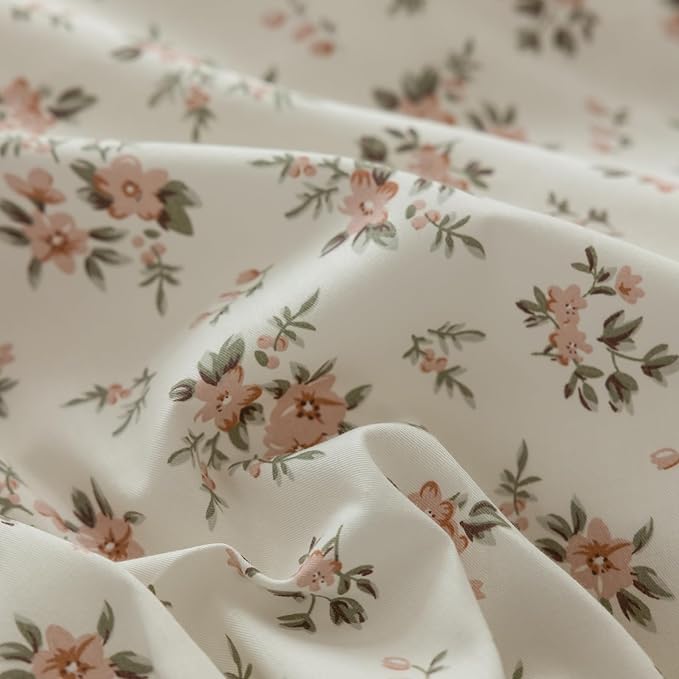 EAVD Vintage Style Pink Floral Comforter Set Twin XL Girls White Fluffy Microfiber Chic Garden Floral Bedding Set with 2 Pillowcases Reversible Fresh Botanical Comforter Set for All-Season
