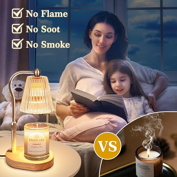 Gifts for Women, Candle Warmer Lamp with Adjustable Height Timer Dimmer,Vintage Home Decor for Scented Jar