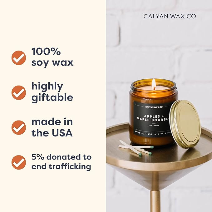 Calyan Wax Co. Grapefruit & Flora Scented Candle - 57 Hour Burn - Luxury Non Toxic Soy Wax Candles - Long Lasting Amber Glass Jar Candle for Home - 7.2oz