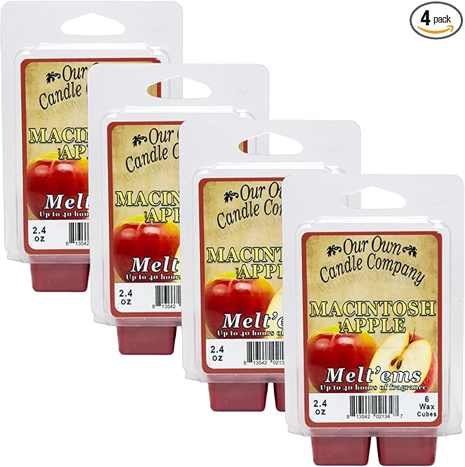 Our Own Candle Company Premium Wax Melt, Macintosh, 6 Cubes, 2.4 oz (4 Pack)