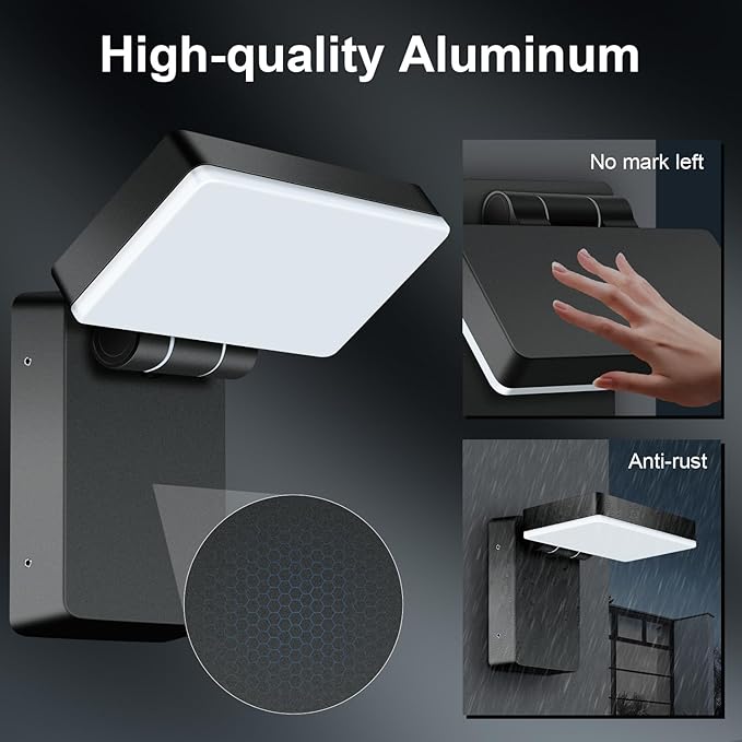Juyace 60W Led Outdoor Wall Park Flood Light Modern Exterior Security Lighting Fixture for House with Rotate Freely 6000lm 5000k IP65 Waterprroof Floodlight for Above Garage