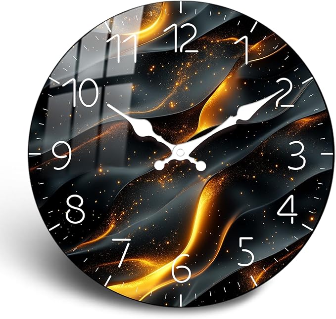 20 Inch Big Wall Clocks for Living Room Decor Analog Wooden Wall Clock Non Ticking Marble Texture Wall-Clock Battery Operated Analog Clock